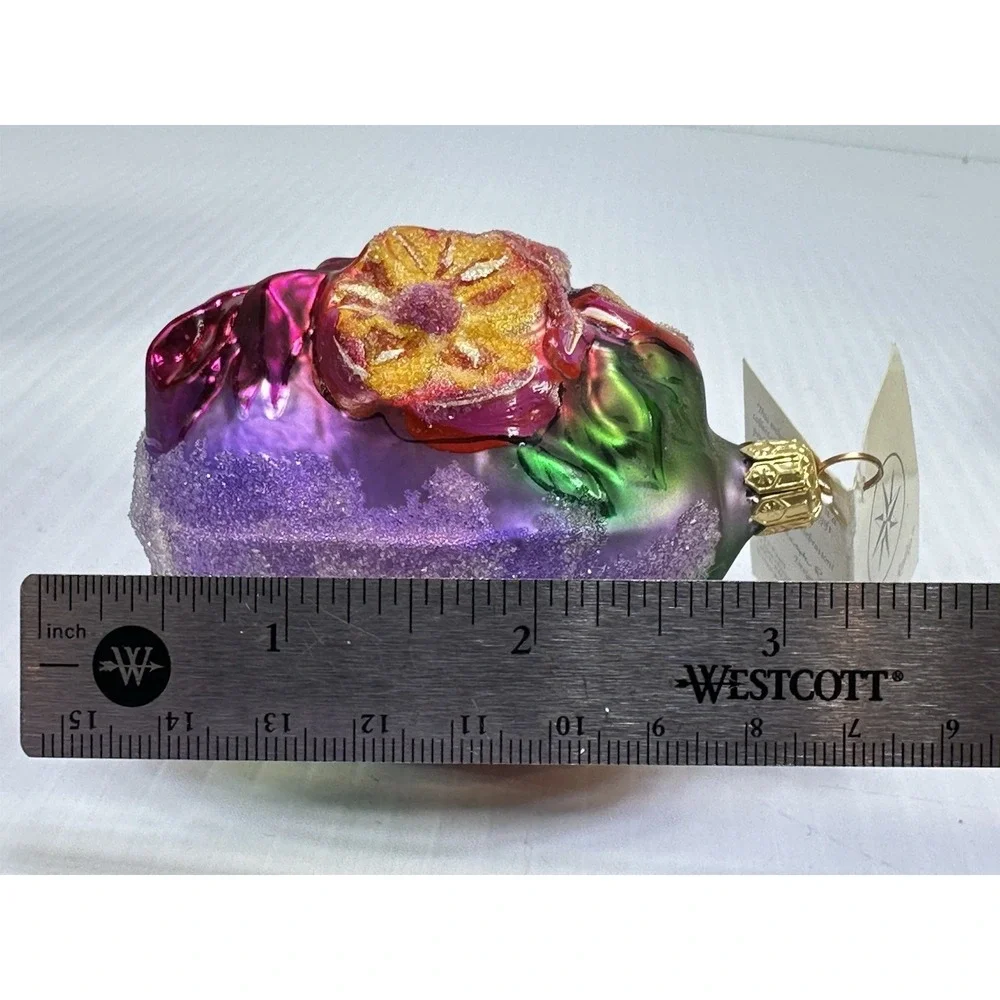 VTG Christopher Radko Egg Blossom Glass Handpainted Easter Ornament Flowers 4